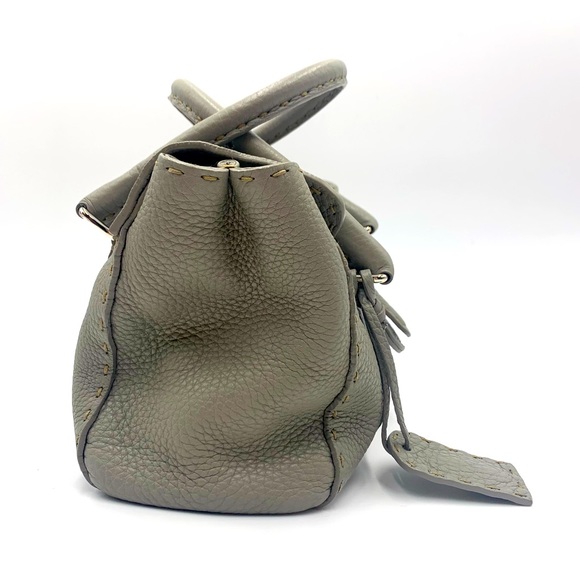 Auth Vtg FENDI Selleria Gray Leather Tote Bag - Picture 8 of 14